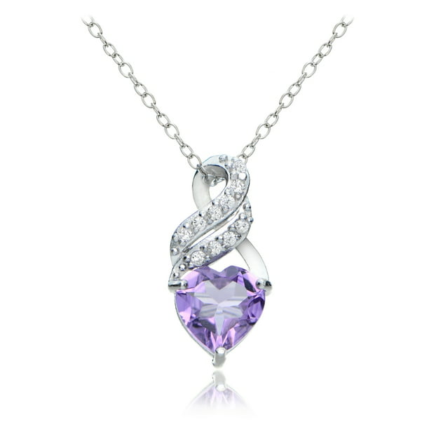 Necklace Pendant 925 Sterling Silver Amethyst White Topaz Gifts Size 20" Ct 2.4